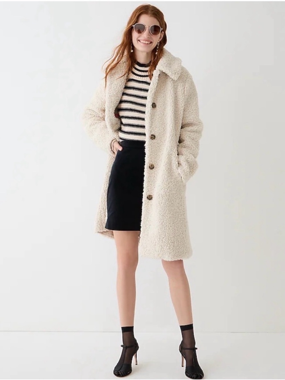 J.Crew Cream Teddy Lady Day Coat